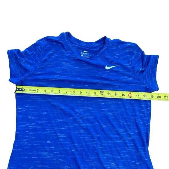 Nike Dri-Fit Blue Sport T-Shirt Short Sleeves Crew Neck Athletic Training Logo M - Picture 3 of 7